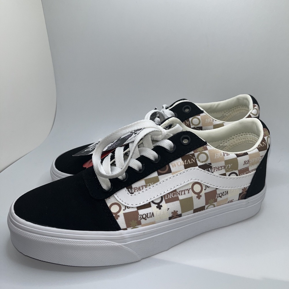 Vans Ward International Women's Day Checkerboard Black Sneakers Low Top 6 NEW
